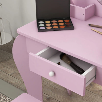 Cat Design Makeup Vanity with Mirror, Stool, Drawer, Pink Toy Vanity at Gallery Canada