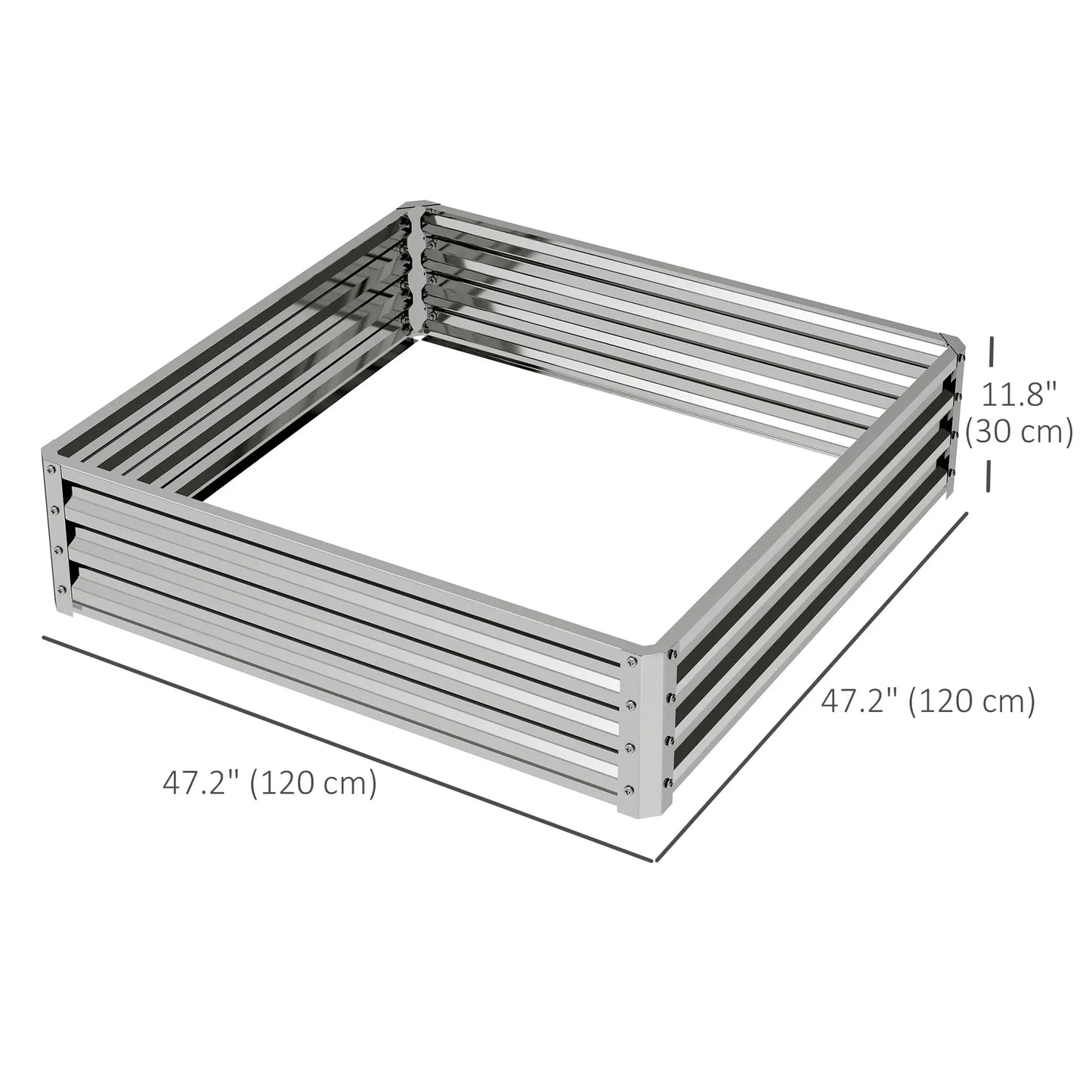 4' x 4' x 1' Galvanized Steel Raised Garden Bed, Vegetables, Flowers, Herbs, Silver Raised Garden Beds at Gallery Canada
