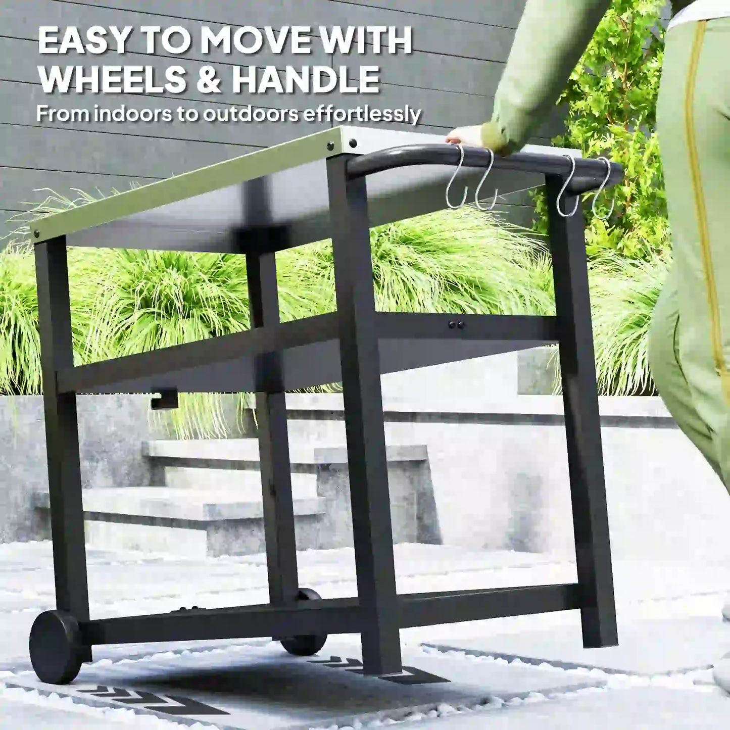 3-Shelf Outdoor Grill Cart, Stainless Steel Top, Movable BBQ Table, Charcoal Grey Outdoor Grill Carts at Gallery Canada