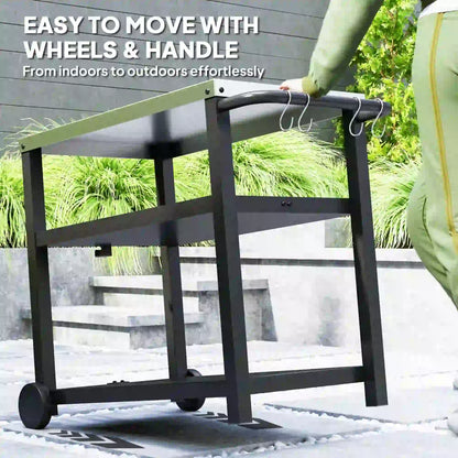 3-Shelf Outdoor Grill Cart, Stainless Steel Top, Movable BBQ Table, Charcoal Grey Outdoor Grill Carts at Gallery Canada