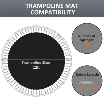 Trampoline Mat Replacement, 12ft, with Spring Pull Tool, 72 V-Hooks, Black Trampolines at Gallery Canada