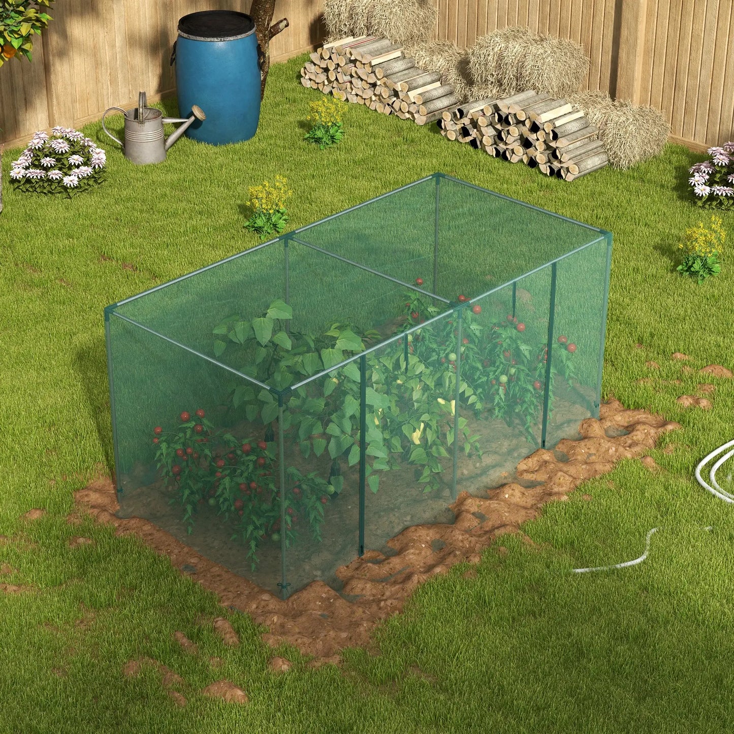 Galvanized Steel Crop Cage, Plant Protection Tent, 8' x 4', Green Walk In Greenhouses at Gallery Canada