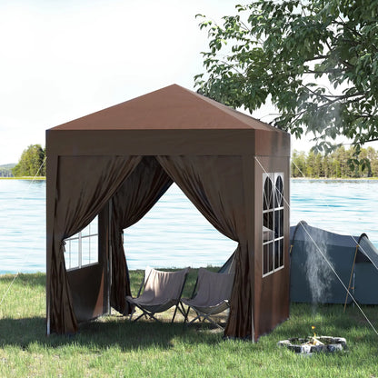 6.6'x6.6' Pop Up Canopy Tent, Instant Sun Shelter, Brown Pop Up Canopies at Gallery Canada
