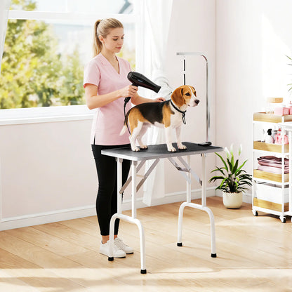 Foldable Pet Grooming Table, Adjustable Arm, Non-Slip Surface, Black Dog Grooming Tables at Gallery Canada