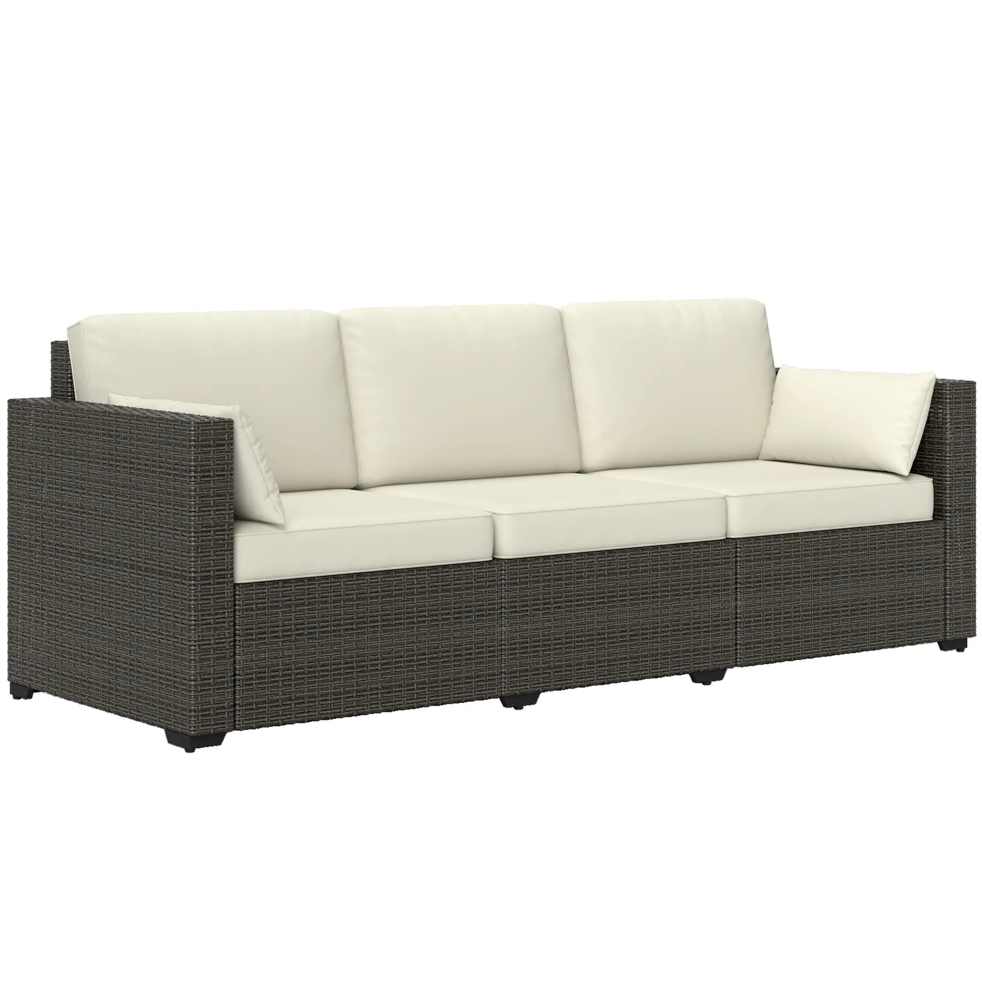 3-Seater Outdoor Sofa, PE Rattan Patio Couch, Cream White Patio Furniture Sets at Gallery Canada