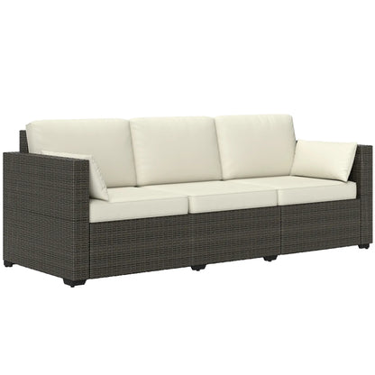 3-Seater Outdoor Sofa, PE Rattan Patio Couch, Cream White Patio Furniture Sets at Gallery Canada