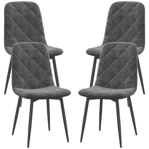 Upholstered Dining Chairs Set of 4, Steel Legs, Modern Kitchen Chairs, Grey
