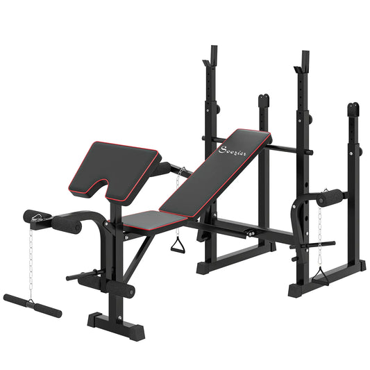 Weight Bench with Barbell Rack, Preacher Curl, Leg Curl Machine Weight Benches Black at Gallery Canada