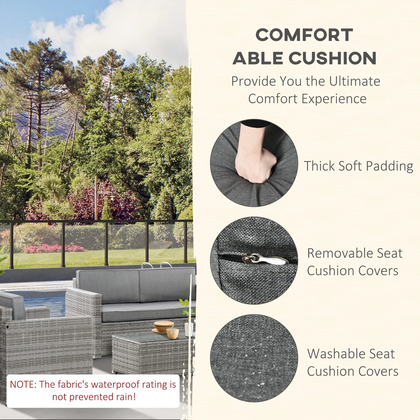 4-Piece Outdoor PE Rattan Sofa Set, Extra Wide Seat, Mixed Grey Patio Furniture Sets at Gallery Canada