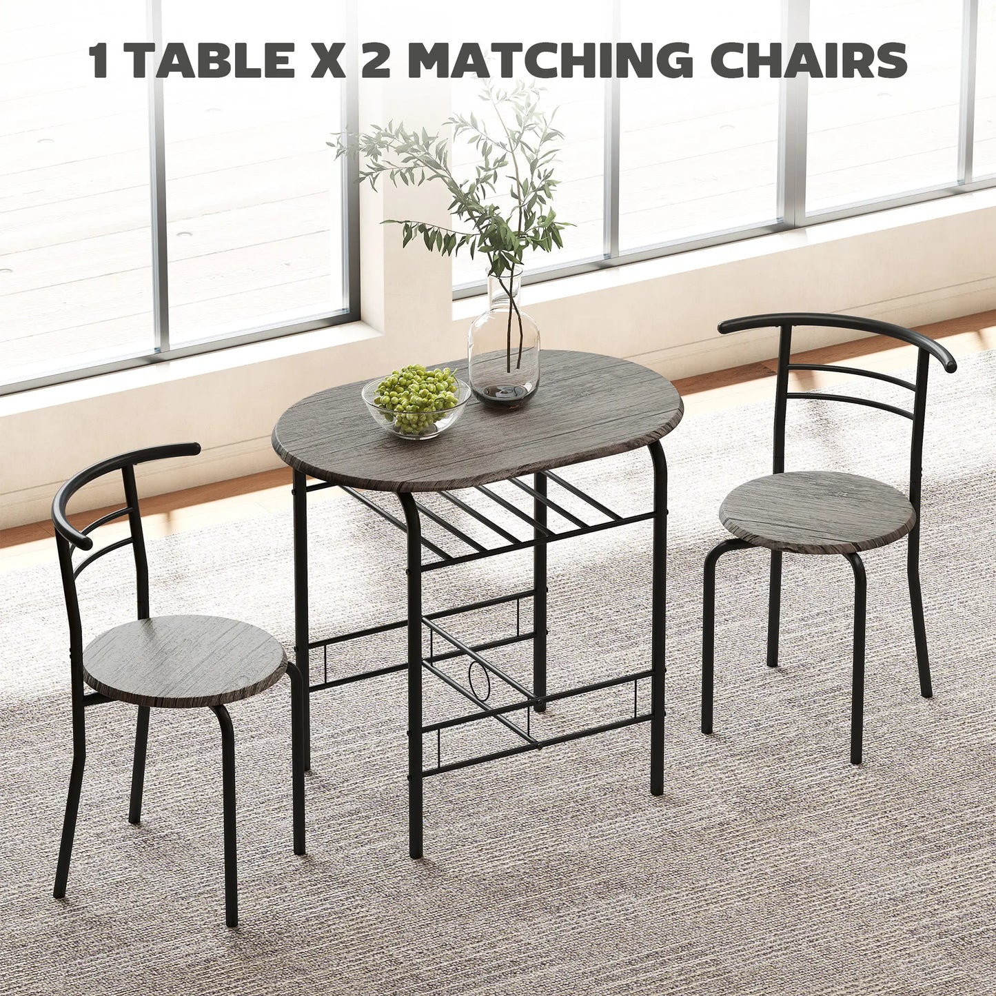 31.5" Dining Table Set of 3 with Chairs and Shelf Dining Table Sets at Gallery Canada