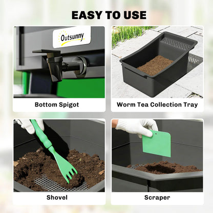 4-Tray Worm Composter Bin, 7.4 Gal, Dark Green Garden Accessories at Gallery Canada