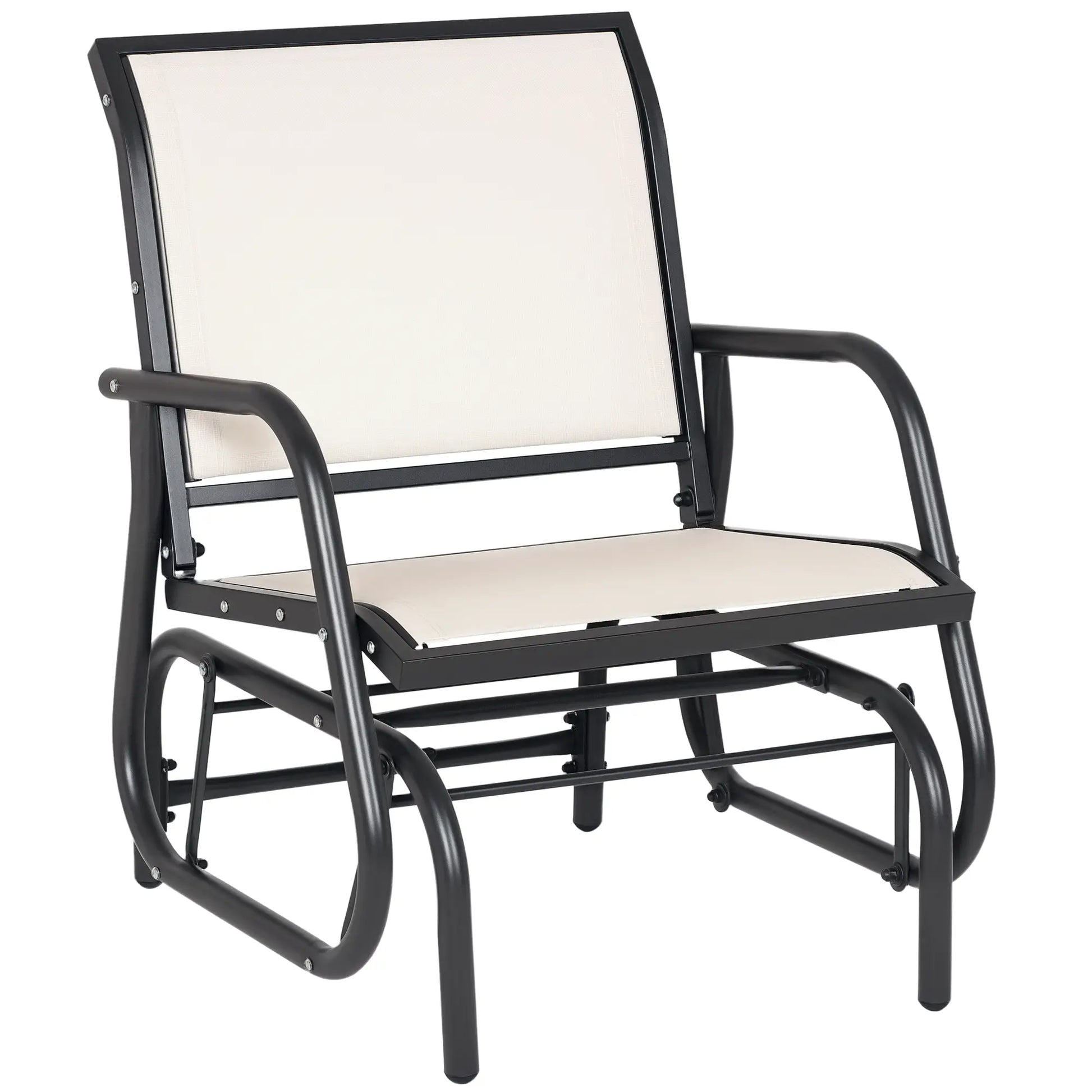 Patio Glider, Breathable Mesh Seat, Metal Frame Swing Chair, Cream Outdoor Gliders at Gallery Canada