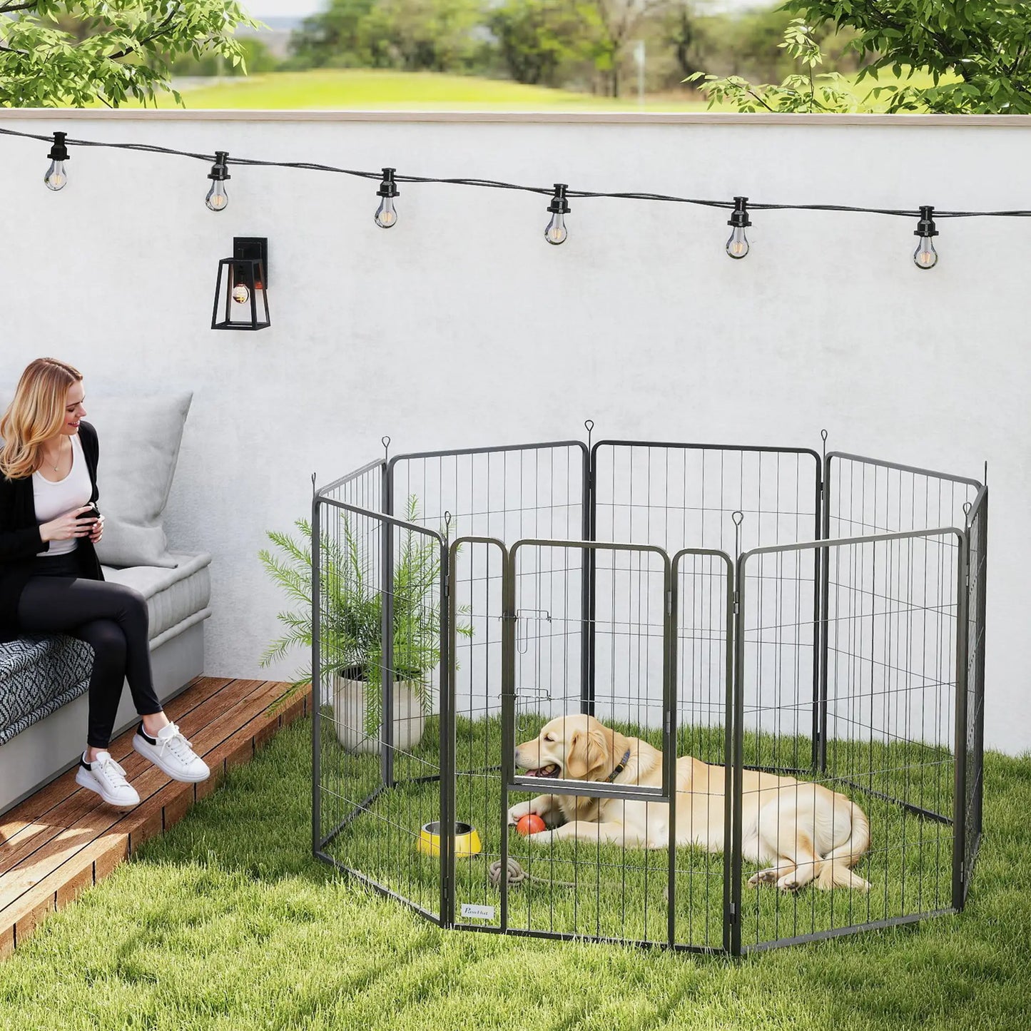 39" Dog Playpen, Portable Foldable 8 Panels, Indoor Outdoor, Large Dogs Houses, Kennels & Pens at Gallery Canada