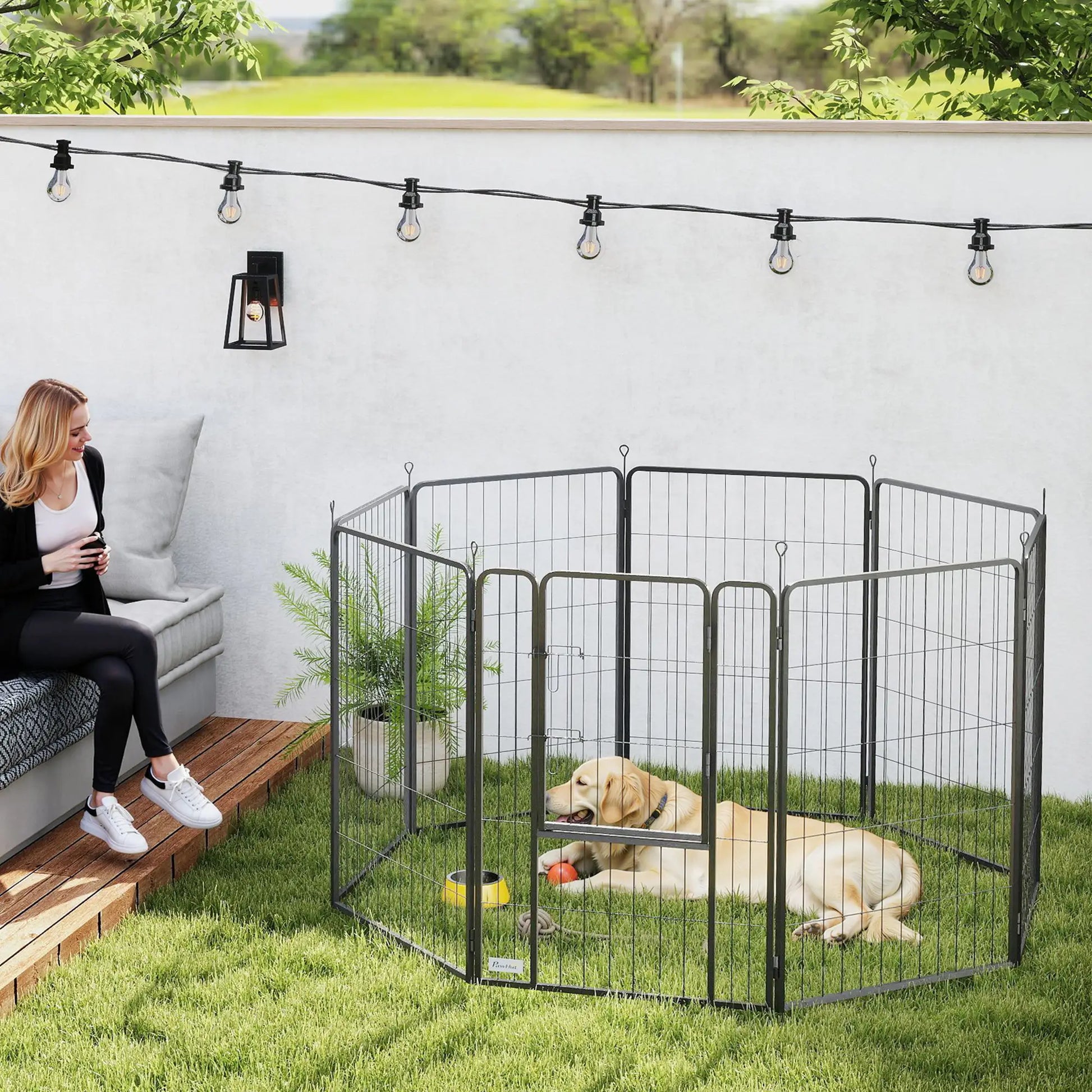 39" Dog Playpen, Portable Foldable 8 Panels, Indoor Outdoor, Large Dogs Houses, Kennels & Pens at Gallery Canada