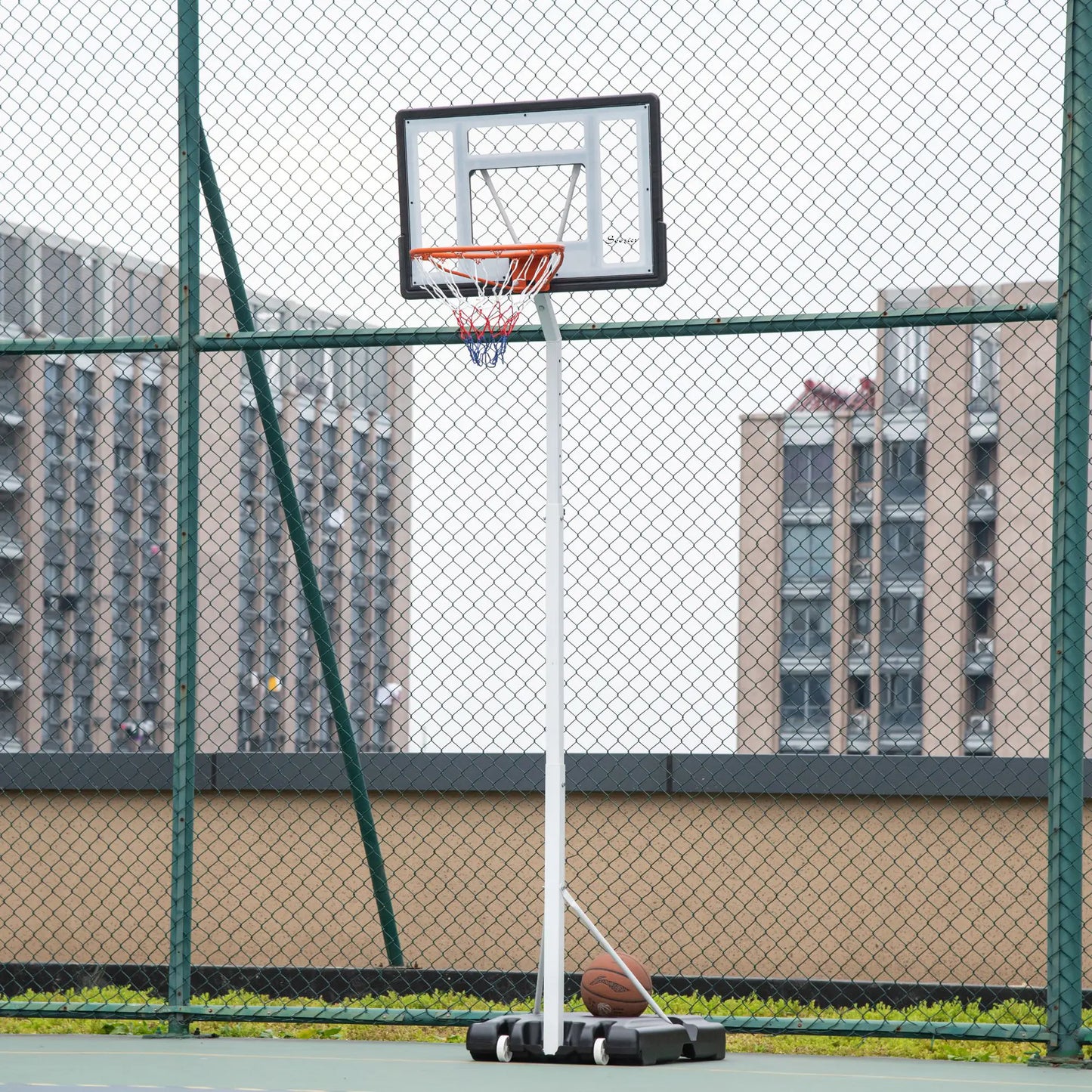 Portable Basketball Hoop, 7ft-8.5ft Adjustable with Wheels, 32.3" Backboard Basketball at Gallery Canada
