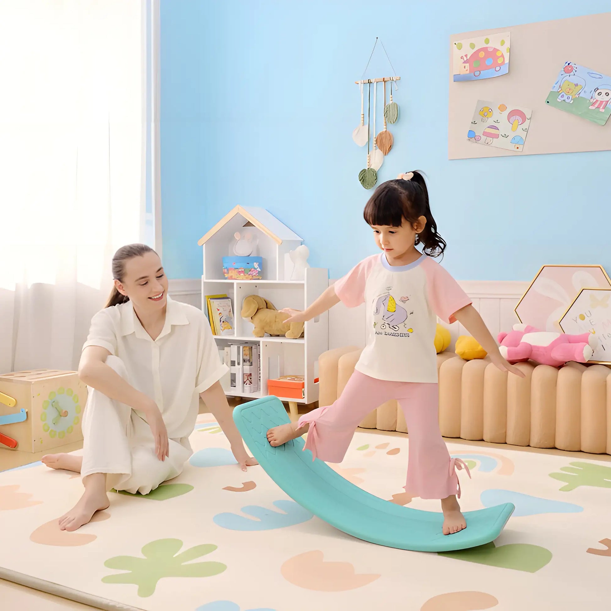 32.3" Balance Board, Kids Wobble Board, Ages 3-6, Blue Baby Gym & Playmats at Gallery Canada