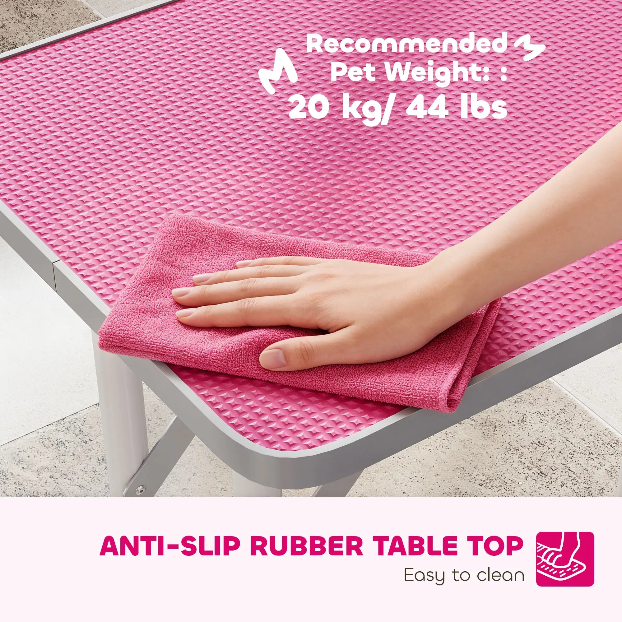 Foldable Pet Grooming Table, Adjustable Arm, Non-Slip, Pink Dog Grooming Tables at Gallery Canada