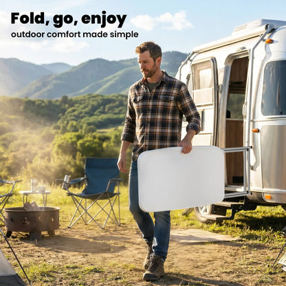 Folding Picnic Table, 30" x 20", 5-Level Height Adjustment, White Picnic Tables & Camping Chairs at Gallery Canada