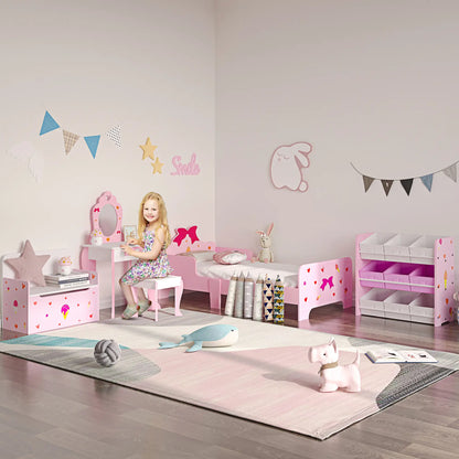 Kids Vanity Table Chair Set, Dressing Set with Mirror Drawer, 3-6 Years, Pink Kids Bedroom Furniture at Gallery Canada