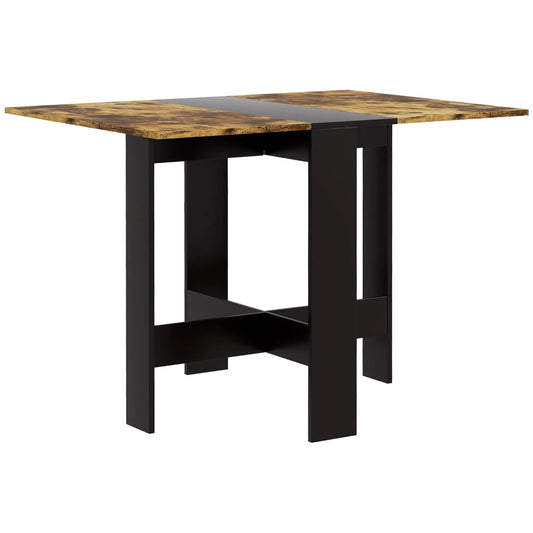 Drop Leaf Dining Table, Wood Folding Table, Black, Rustic Brown