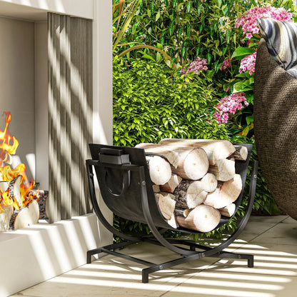 Firewood Rack, Foldable 17 Inch, with Removable Log Carrier, Black Firewood Racks at Gallery Canada
