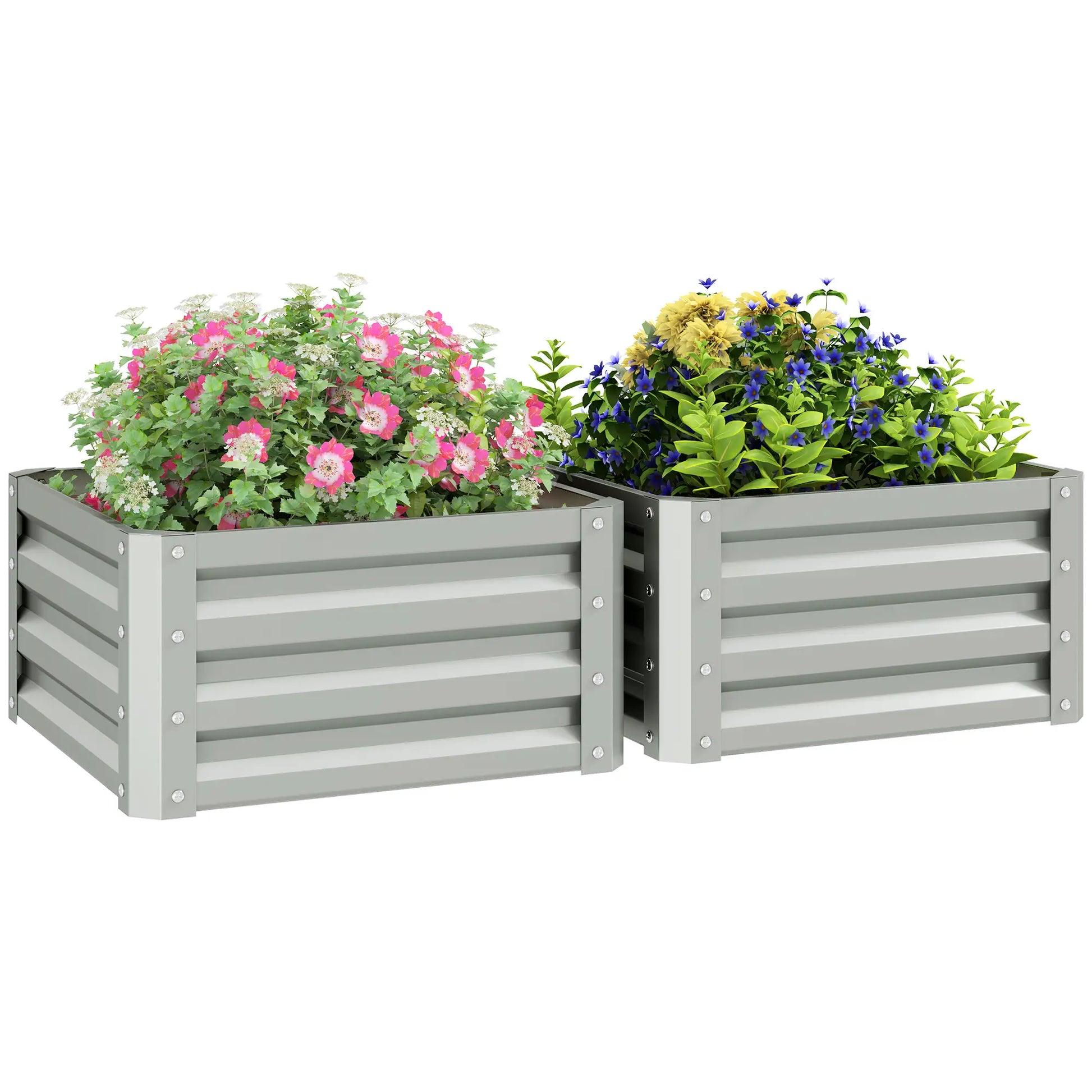 2' x 2' x 1' Raised Garden Bed, Galvanised Steel Frame, Light Grey Raised Garden Beds at Gallery Canada