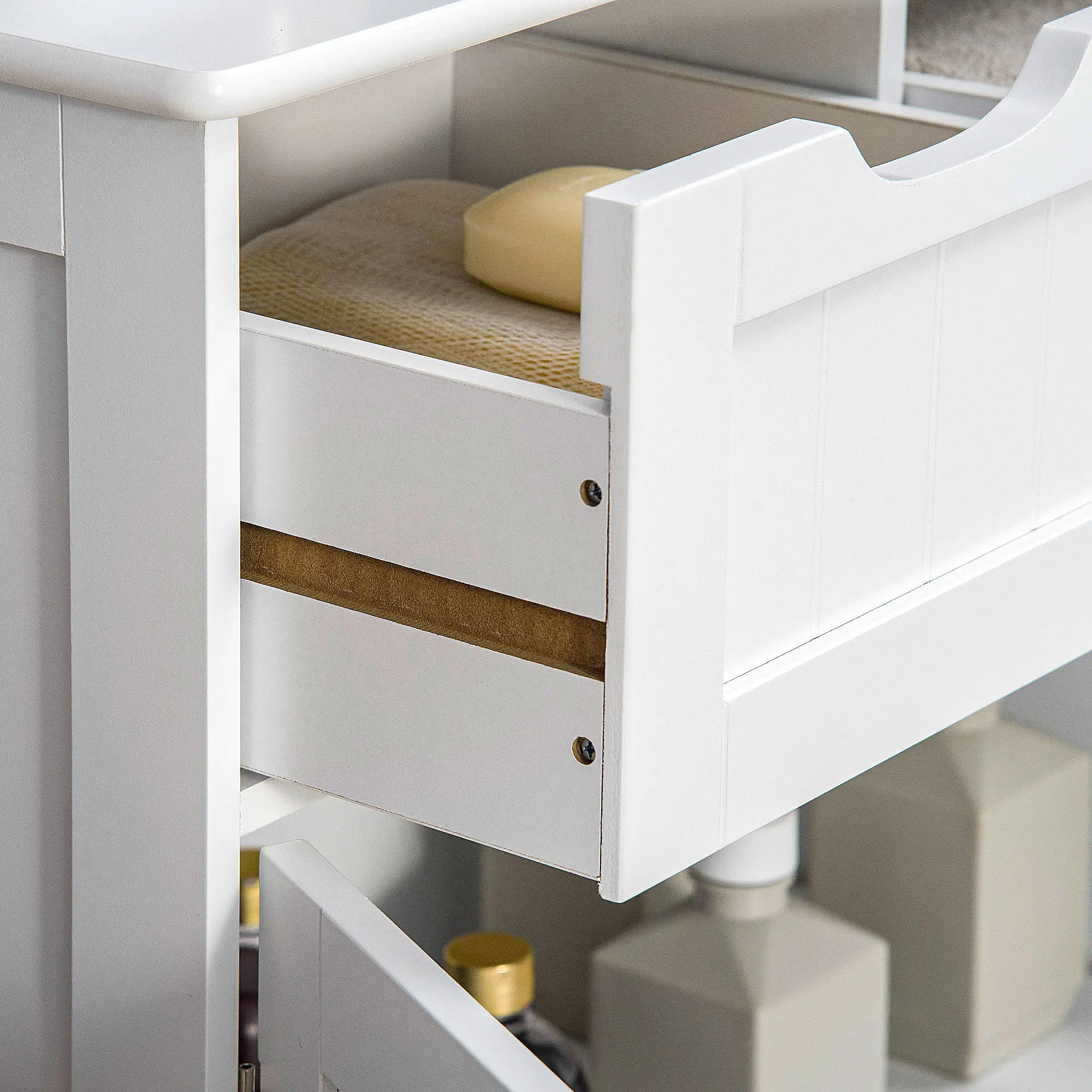 Bathroom Storage Cabinet, 2 Drawers, Adjustable Shelf, White Bathroom Cabinets at Gallery Canada