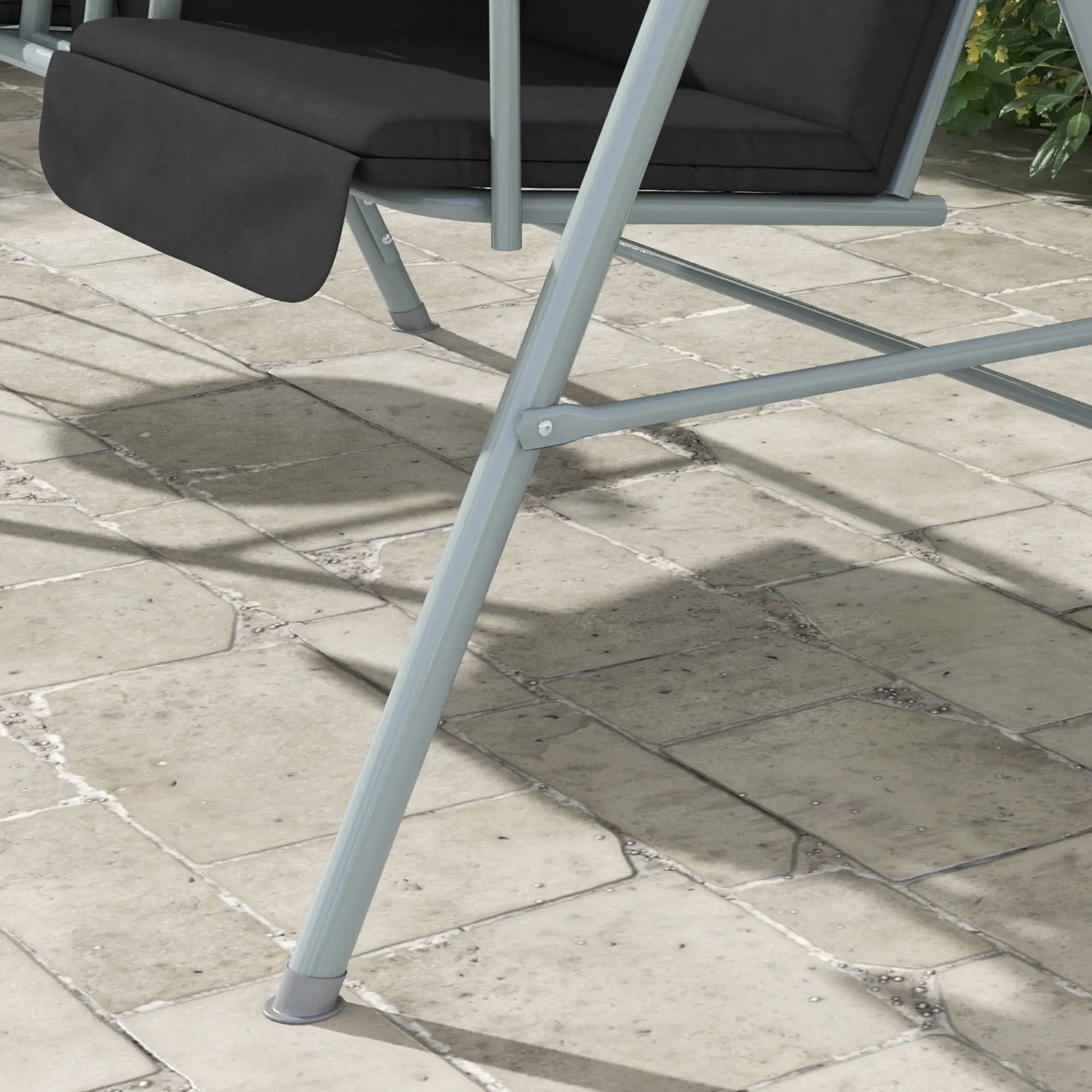 2-Seater Outdoor Porch Swing, Adjustable Canopy, Table, Black Patio Swings with Stand at Gallery Canada