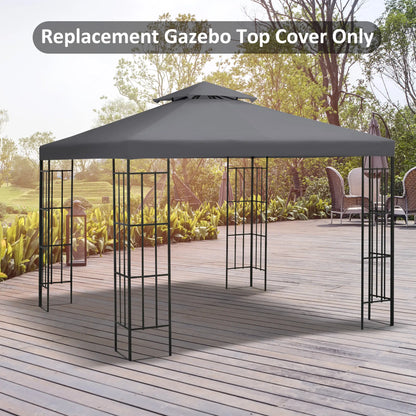 10' x 10' Square 2-Tier Gazebo Canopy Cover, Dark Grey Gazebo Canopy Replacement at Gallery Canada