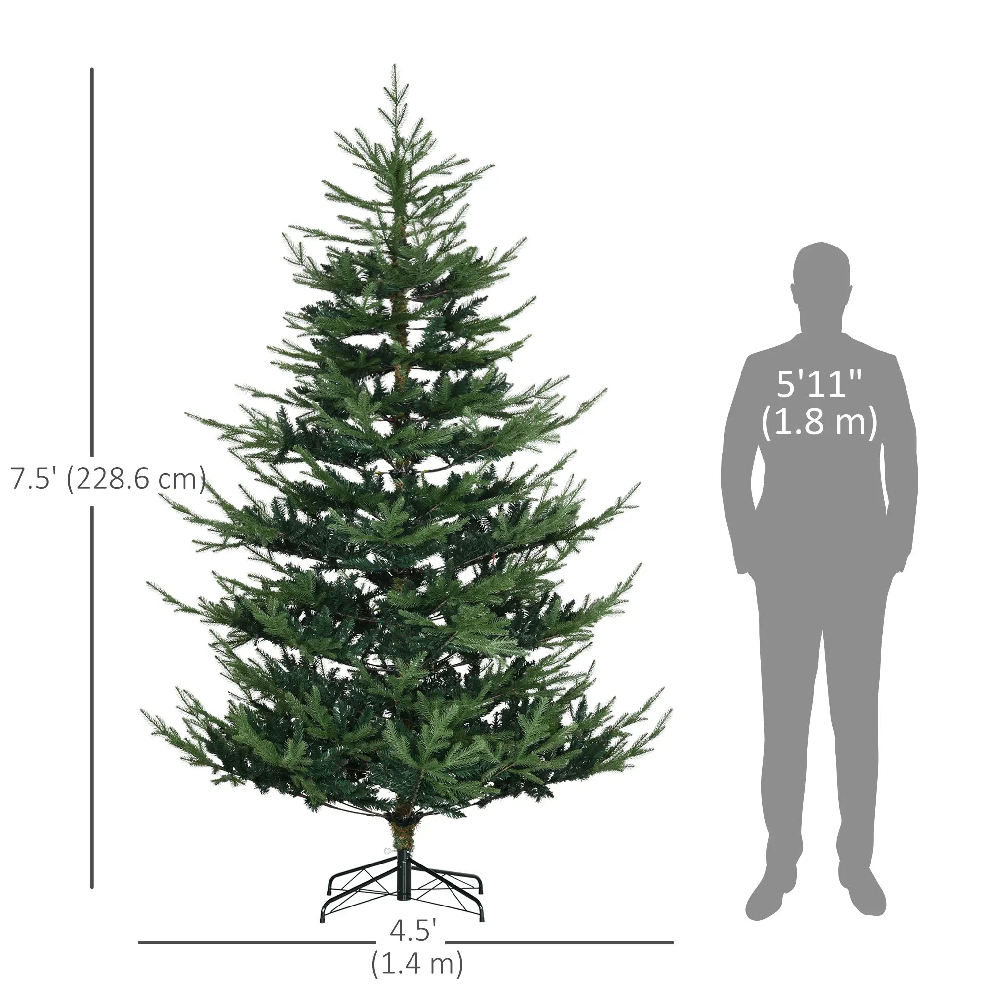 7.5ft Artificial Christmas Tree, Metal Base Artificial Christmas Trees at Gallery Canada