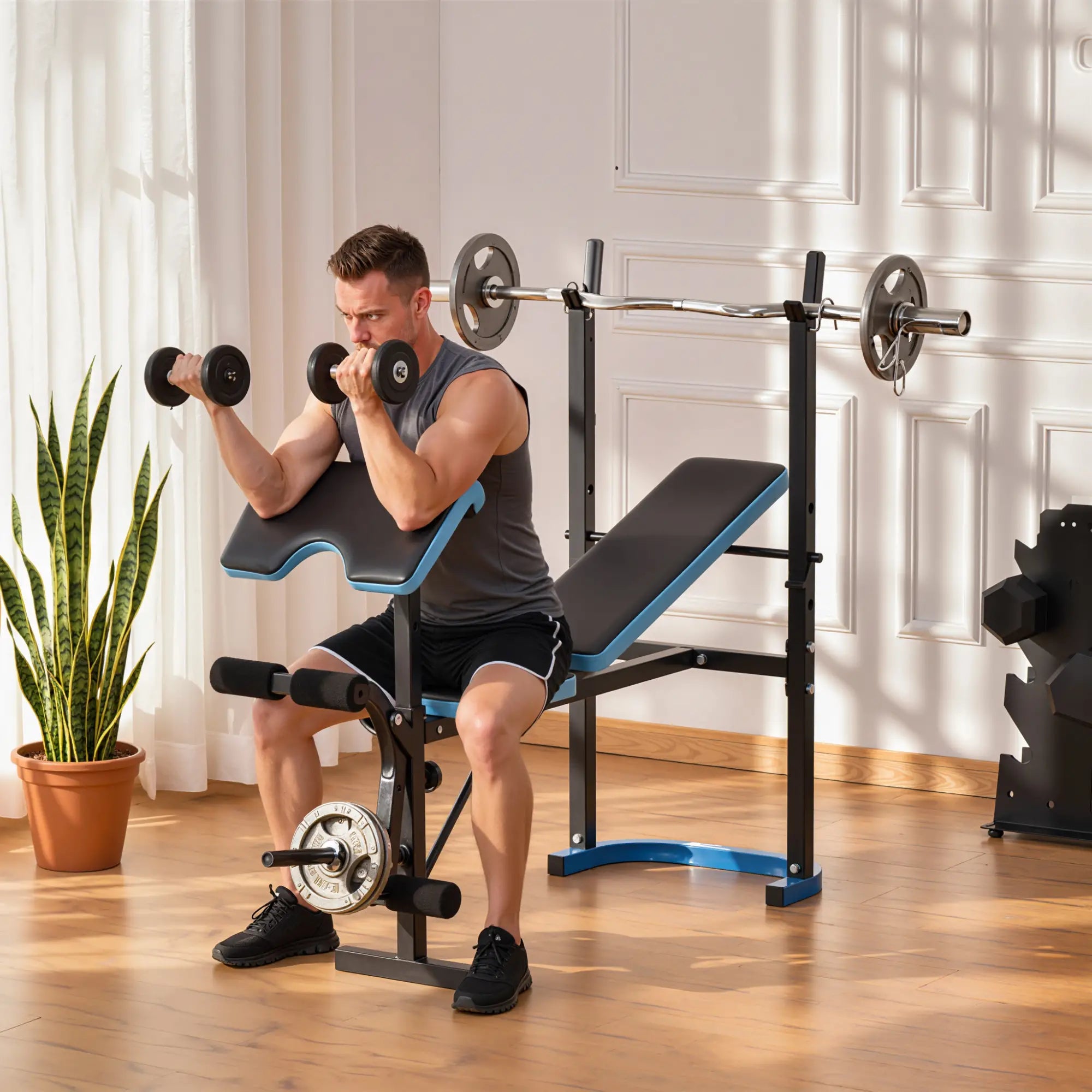 Adjustable Weight Bench, Barbell Rack, Leg Developer, Black Weight Benches at Gallery Canada