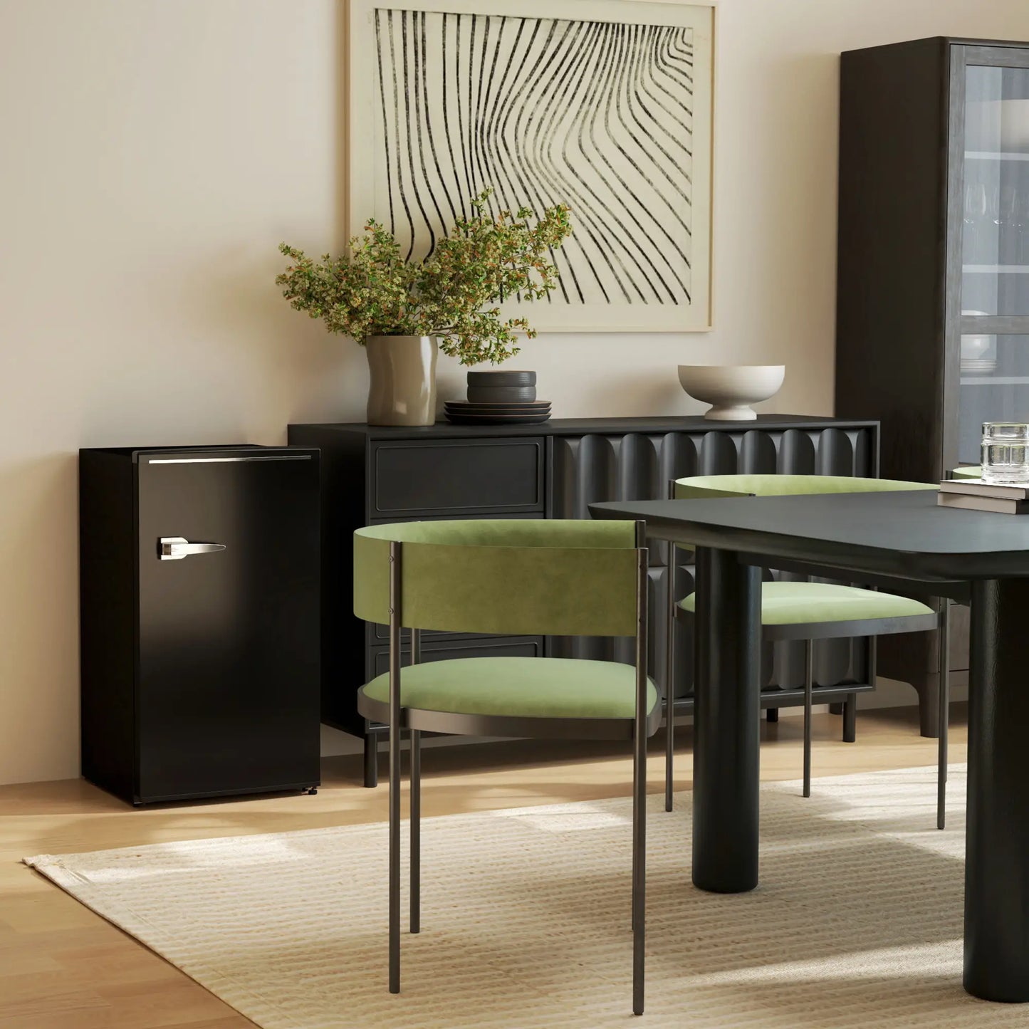 Retro Mini Fridge, 3.1 Cu. Ft, Adjustable Thermostat, 2 Glass Shelves, Black Small Kitchen Appliances at Gallery Canada