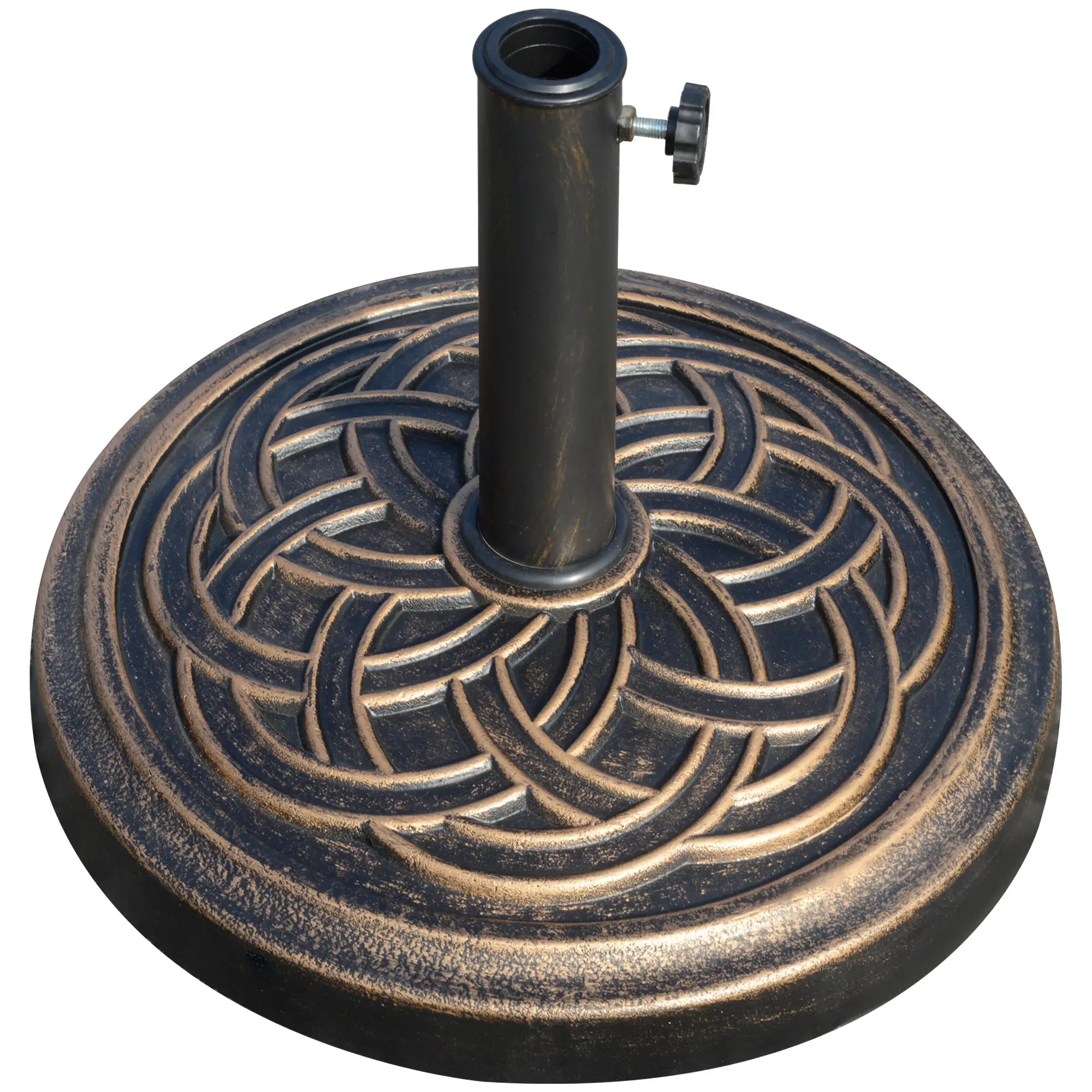 25 lb Heavy Duty Patio Umbrella Base, Round Stand, Outdoor, Bronze Umbrella Bases Bronze at Gallery Canada