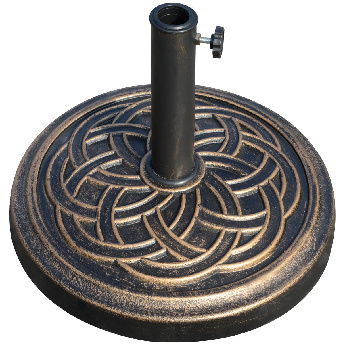 25 lb Heavy Duty Patio Umbrella Base, Round Stand, Outdoor, Bronze Umbrella Bases Bronze at Gallery Canada
