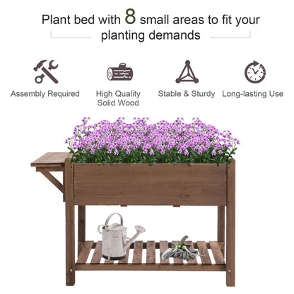 Raised Garden Bed, 8 Grids with Storage Shelf, Elevated Planter Box, Brown Elevated Garden Beds at Gallery Canada