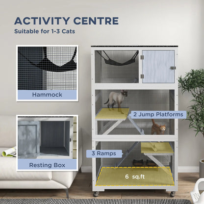 34" L Cat Enclosure on Wheels, Hammock, Platforms, Grey Outdoor Cat Enclosures at Gallery Canada