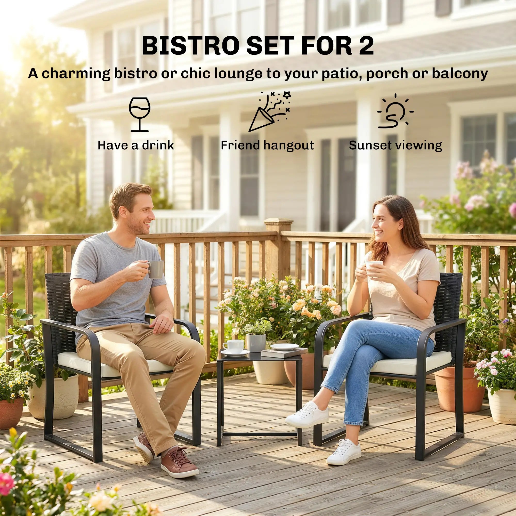 3 Piece Wicker Patio Set, Glass Table, Mesh Seat, Cream White Patio Furniture Sets at Gallery Canada