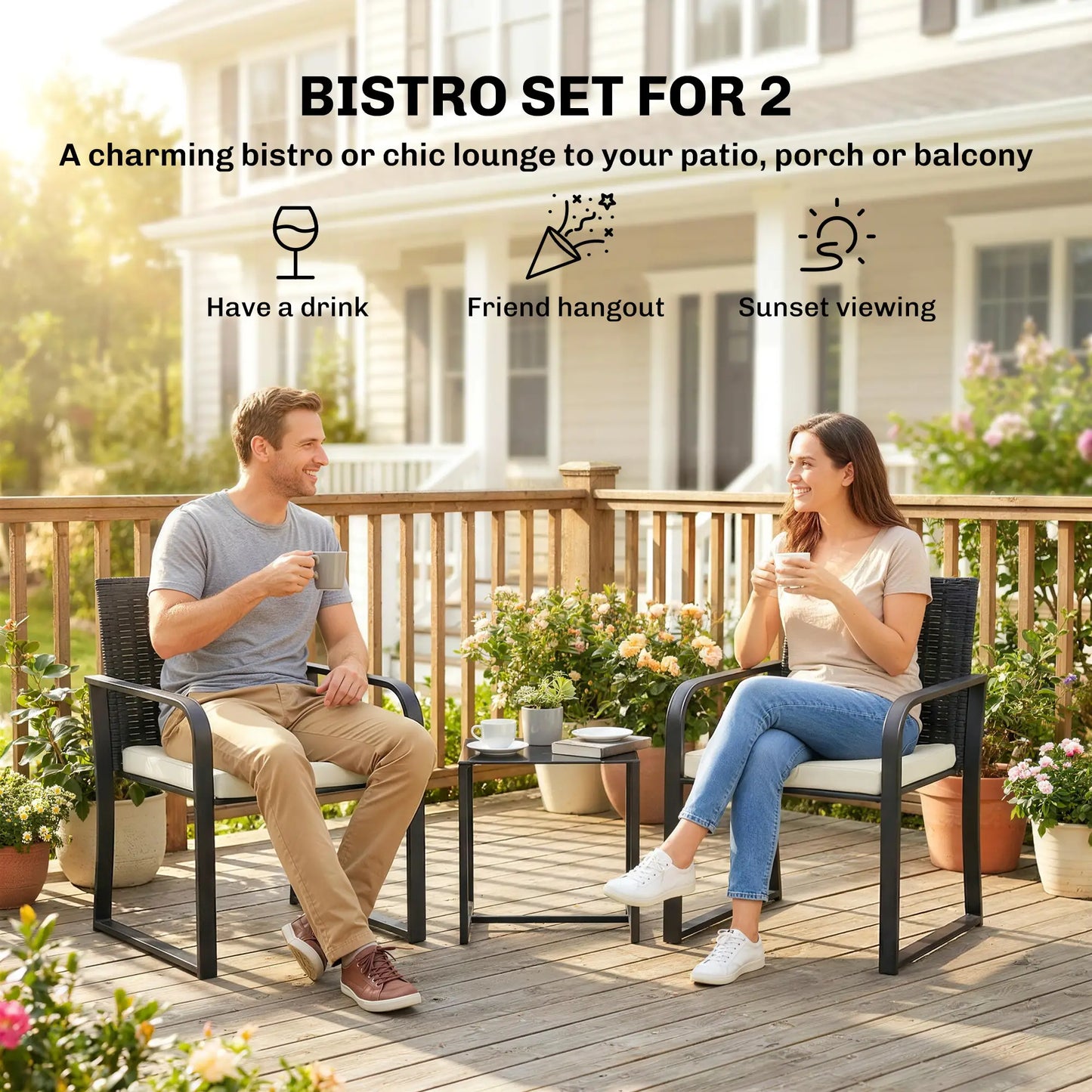 3 Piece Wicker Patio Set, Glass Table, Mesh Seat, Cream White Patio Furniture Sets at Gallery Canada