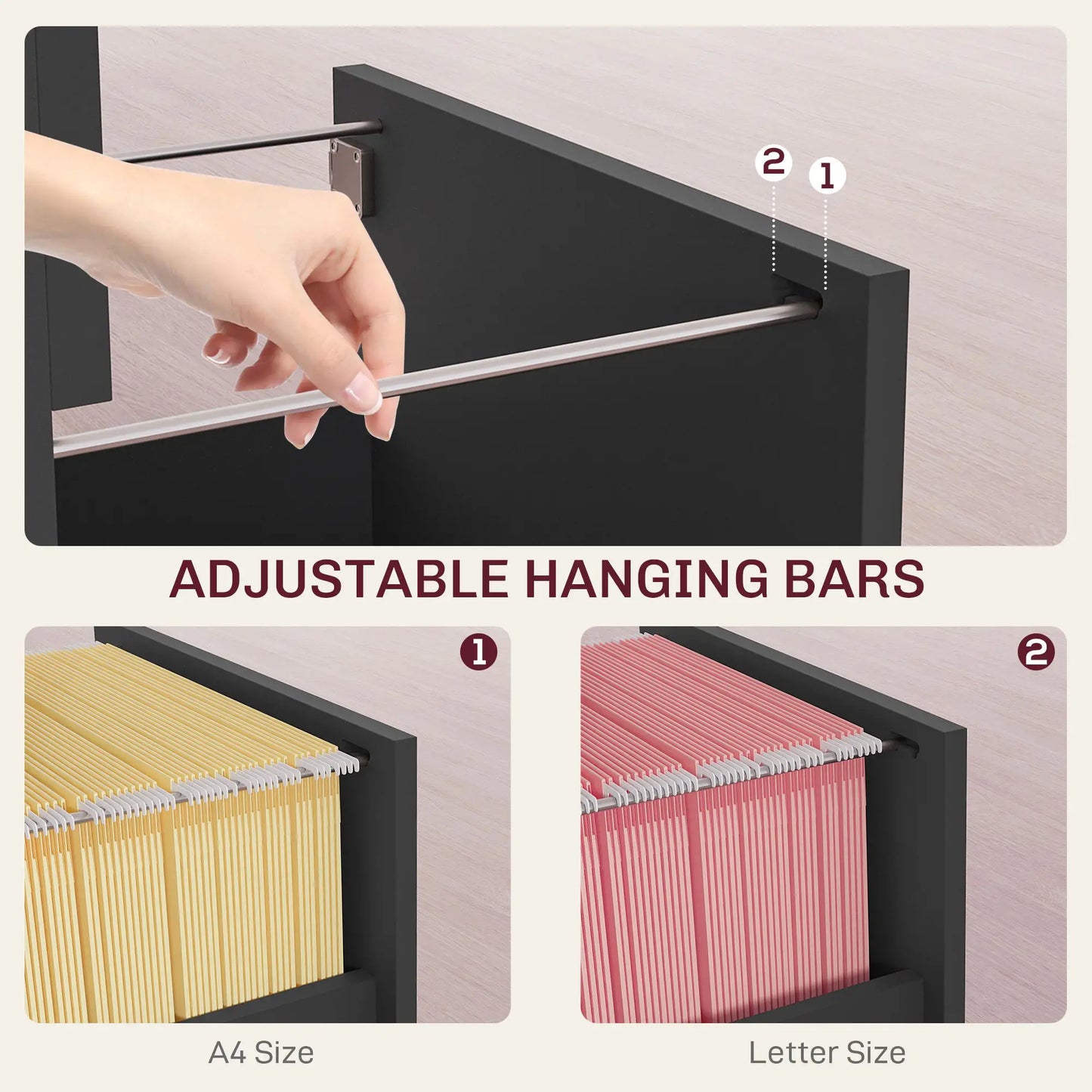 2-Drawer Small Filing Cabinet, Lockable, Adjustable Hanging Bars, Black Office Cabinets & Cupboards at Gallery Canada