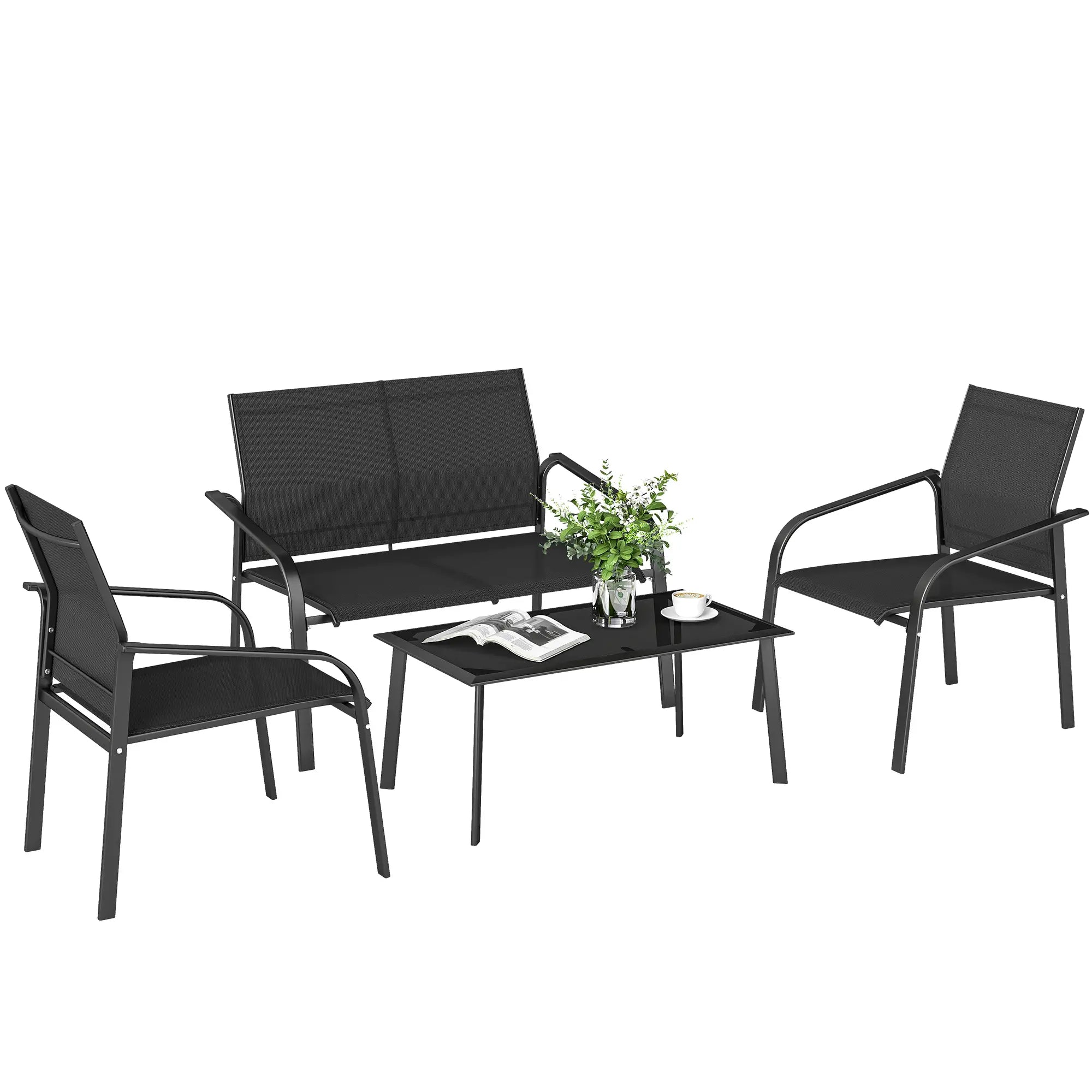 4 Piece Patio Furniture Set, Deep Seat, Black Patio Furniture Sets at Gallery Canada