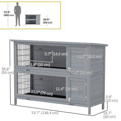 2 Tier Wooden Rabbit Hutch, Bunny Pet House, Grey Rabbit Hutch at Gallery Canada