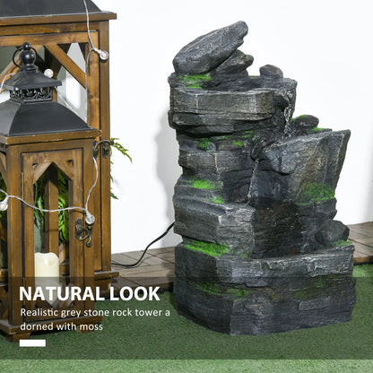 4-Tier Outdoor Water Fountain, LED Lights, Adjustable Flow, 22.4-inch Resin Water Fountains at Gallery Canada