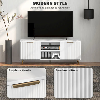 TV Stand for 55 Inch TV, Modern Cabinet with 2 Shelves, 2 Cabinets, White TV Stands at Gallery Canada