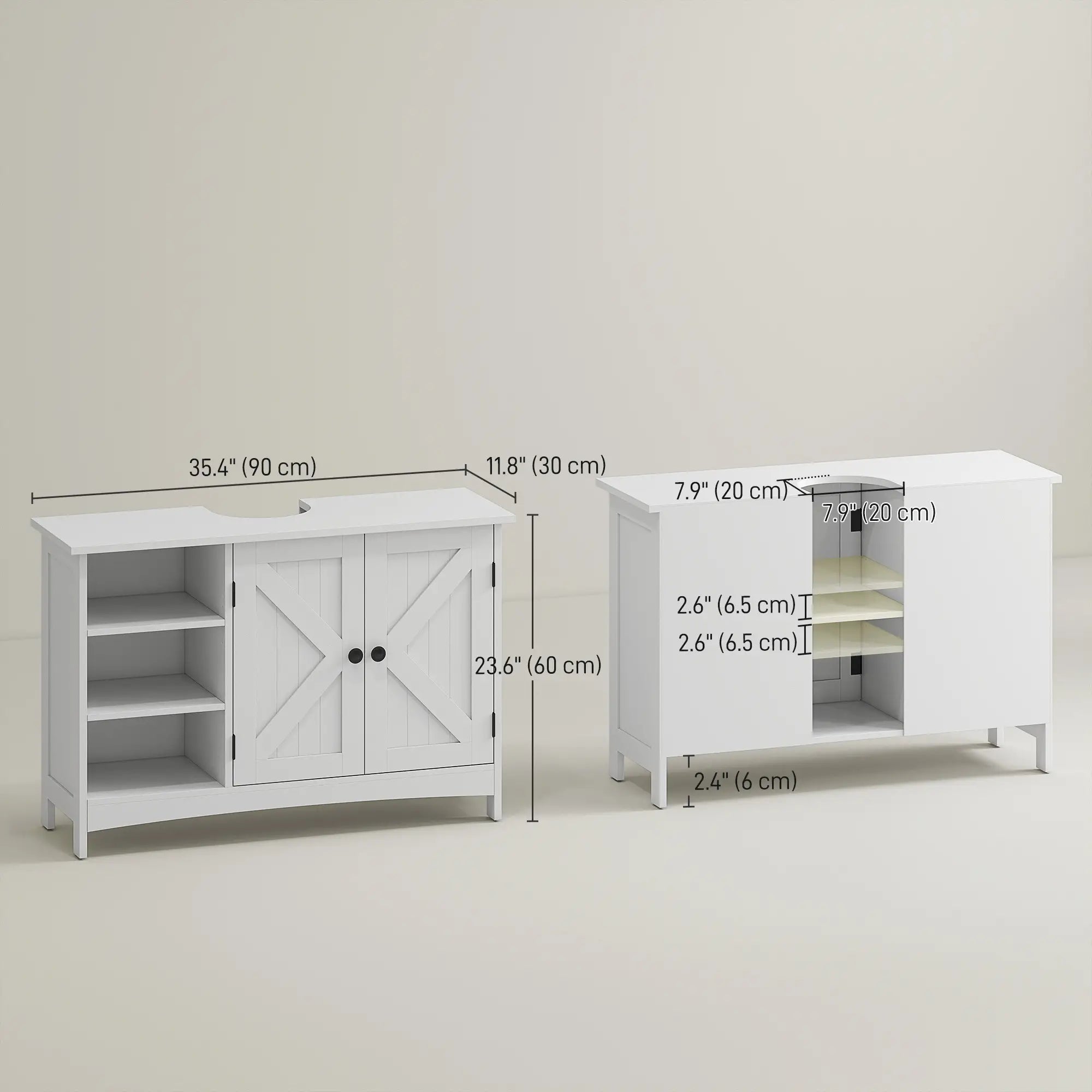 Bathroom Vanity Cabinet, Under Sink Storage, Double Doors, White Sink Cabinets at Gallery Canada