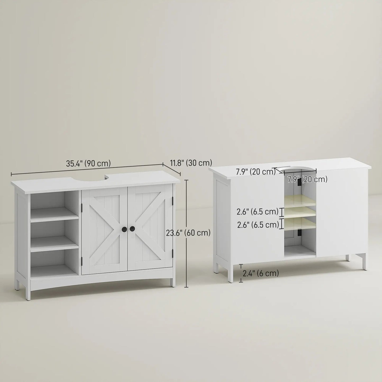 Bathroom Vanity Cabinet, Under Sink Storage, Double Doors, White Sink Cabinets at Gallery Canada