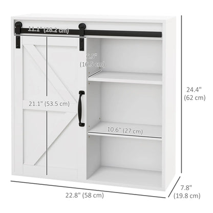 White Medicine Cabinet, Sliding Door, Adjustable Shelf, 22.8" x 7.8" x 24.4", White Wall Mounted Cabinets at Gallery Canada