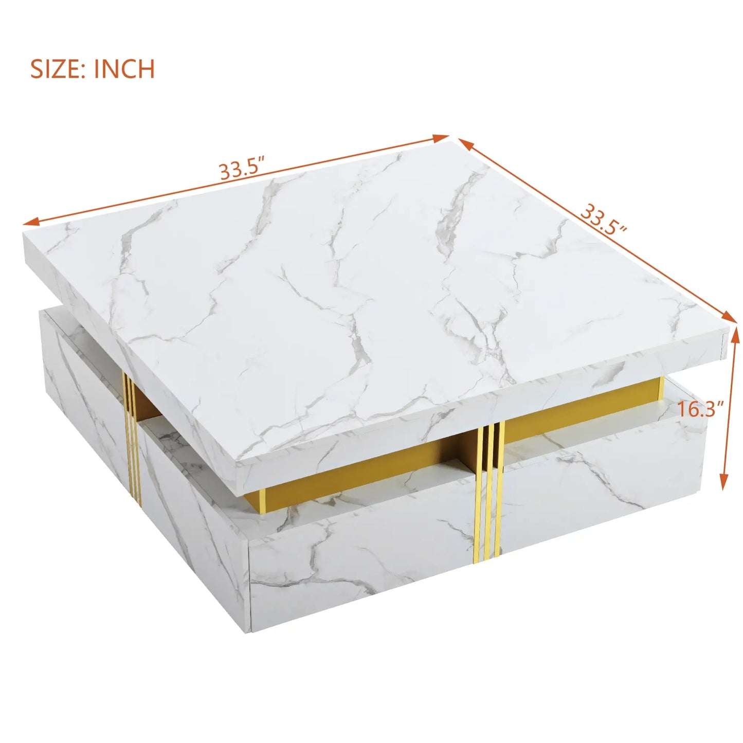 Square Storage Coffee Table, 4 Drawers, MDF, 33.5" L x 33.5" W x 16.5" H, White Coffee Tables at Gallery Canada