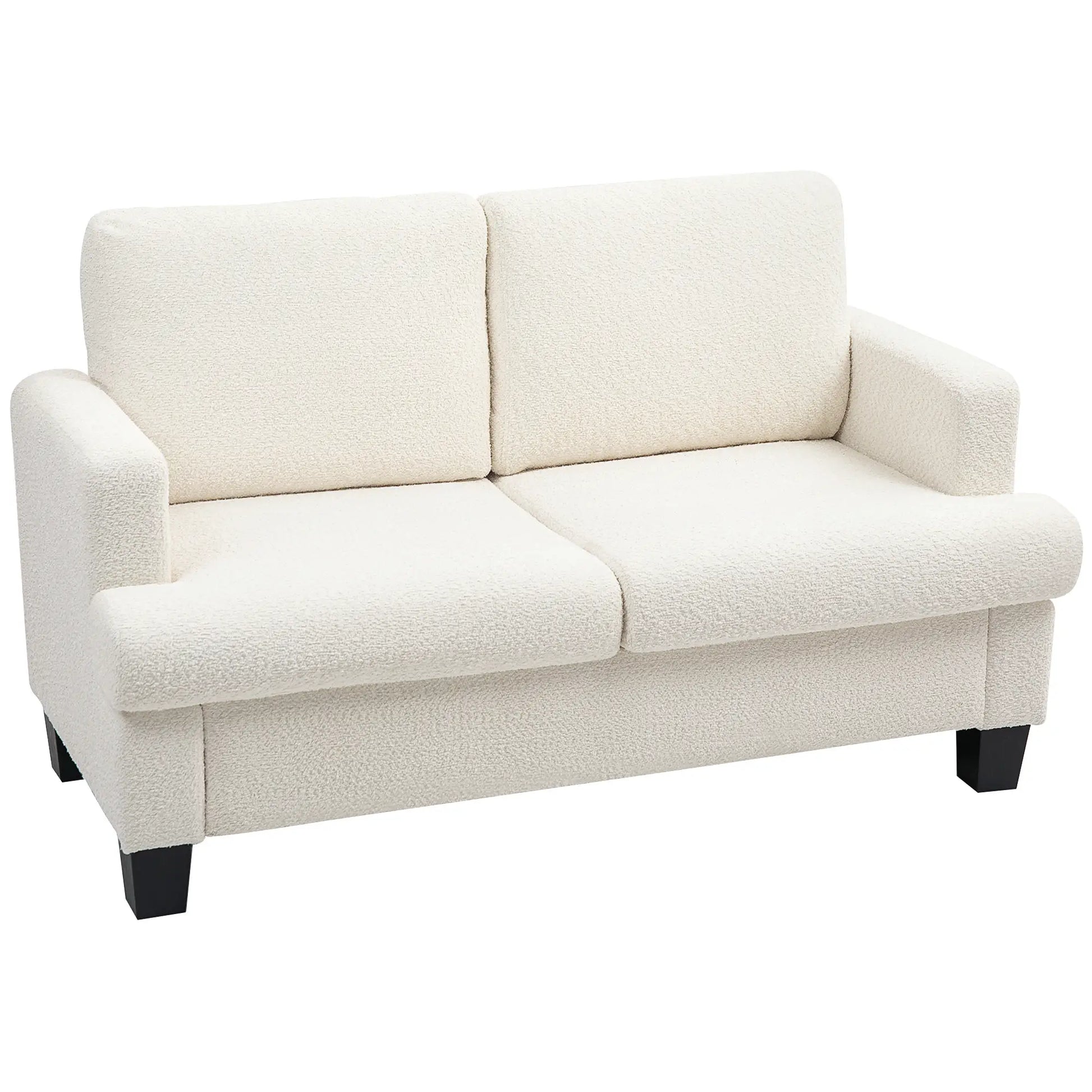 54.3" Loveseat Sofa, 2 Seater, Removable Cushions, Wood Frame, Cream White 2-Seater Sofas at Gallery Canada