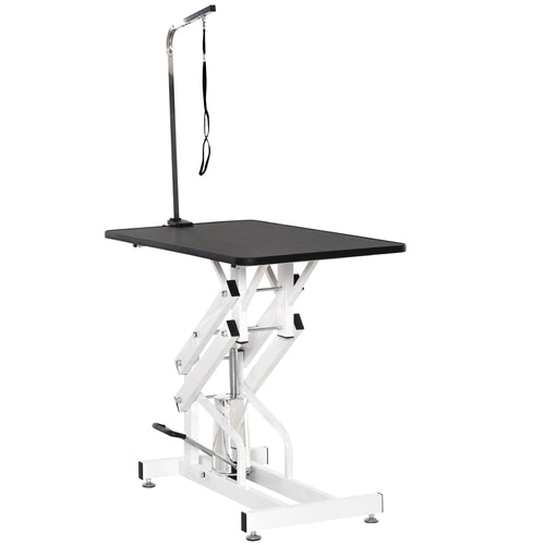 Pet Grooming Table, Height Adjustable Dog Grooming Table with Arm, Noose and Non-Slip Grooming Table, Black