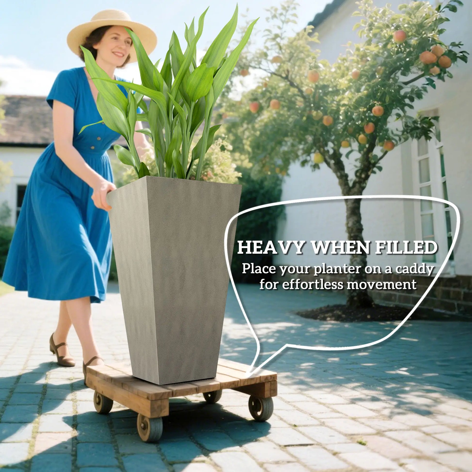 28" Tall Garden Plastic Planters, Set of 3, Indoor Outdoor, Mixed Grey, Grey Garden Accessories at Gallery Canada